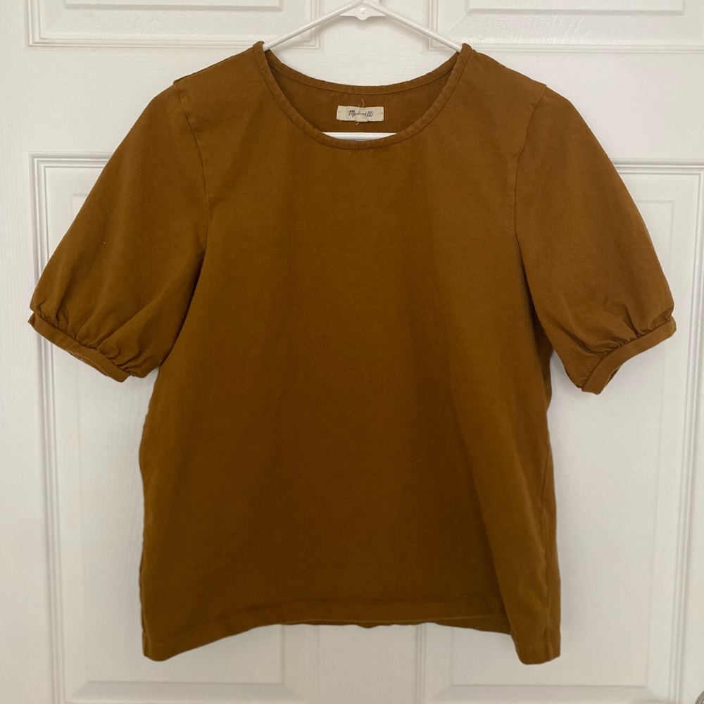 Madewell Brown Puff Sleeve Tee